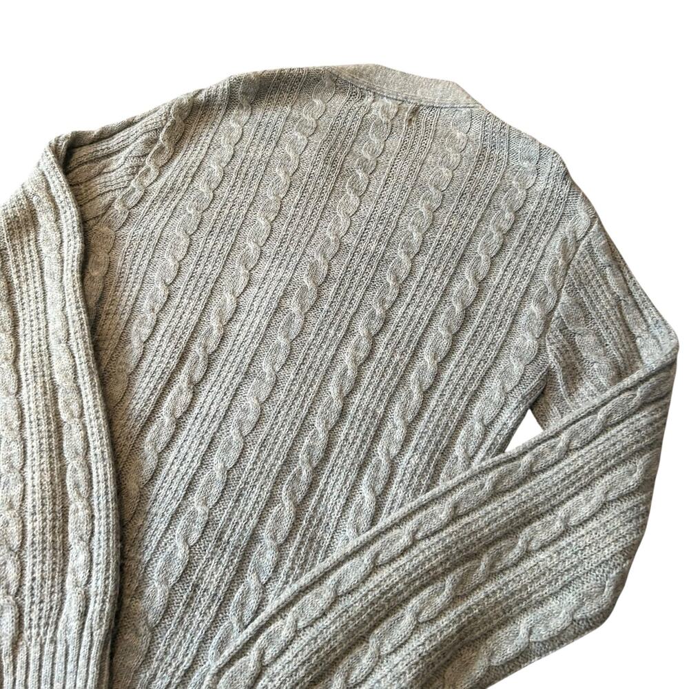 Vintage 60s Gray Cable Knit Cardigan Acrylic Sz M - Picture 10 of 11